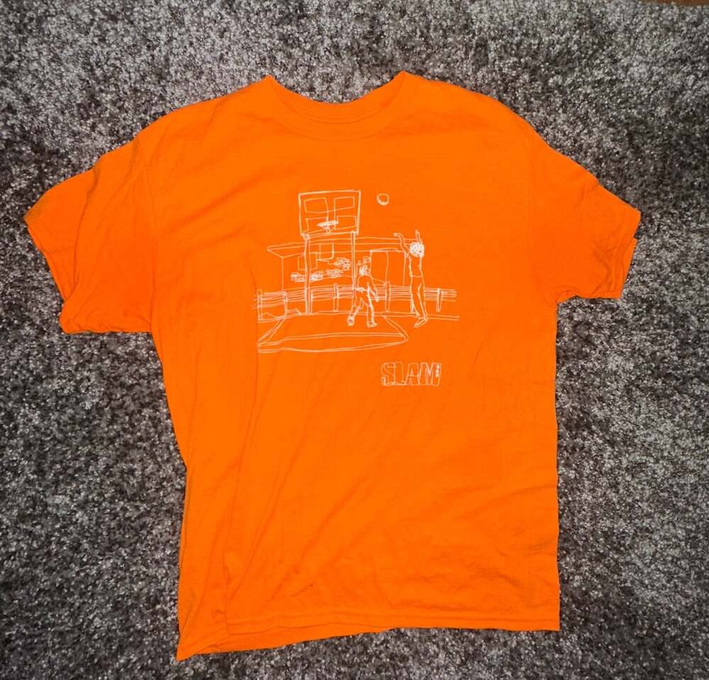 SLAM Respect The Game Basketball Court Graphic Orange T-Shirt Size L